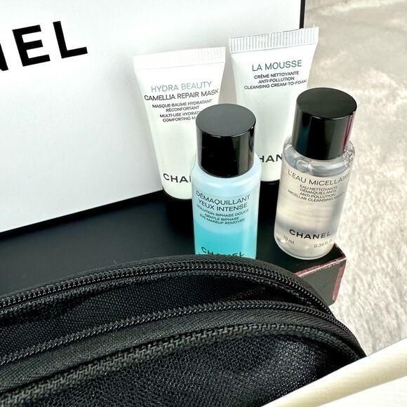 CHANEL #5 Bar Soap, compact mirror, skincare, card &  mesh cosmetic bag ALL NEW - Picture 2 of 6